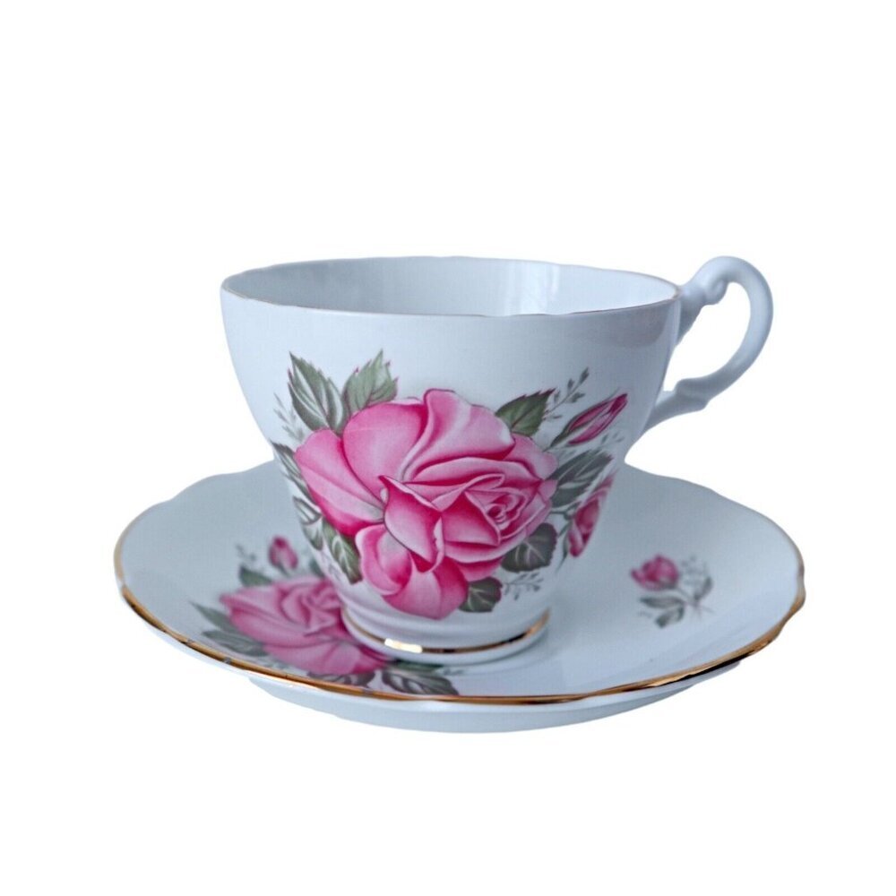Vintage Teacup and Saucer Pink Rose Royal Ascot Tea Cup